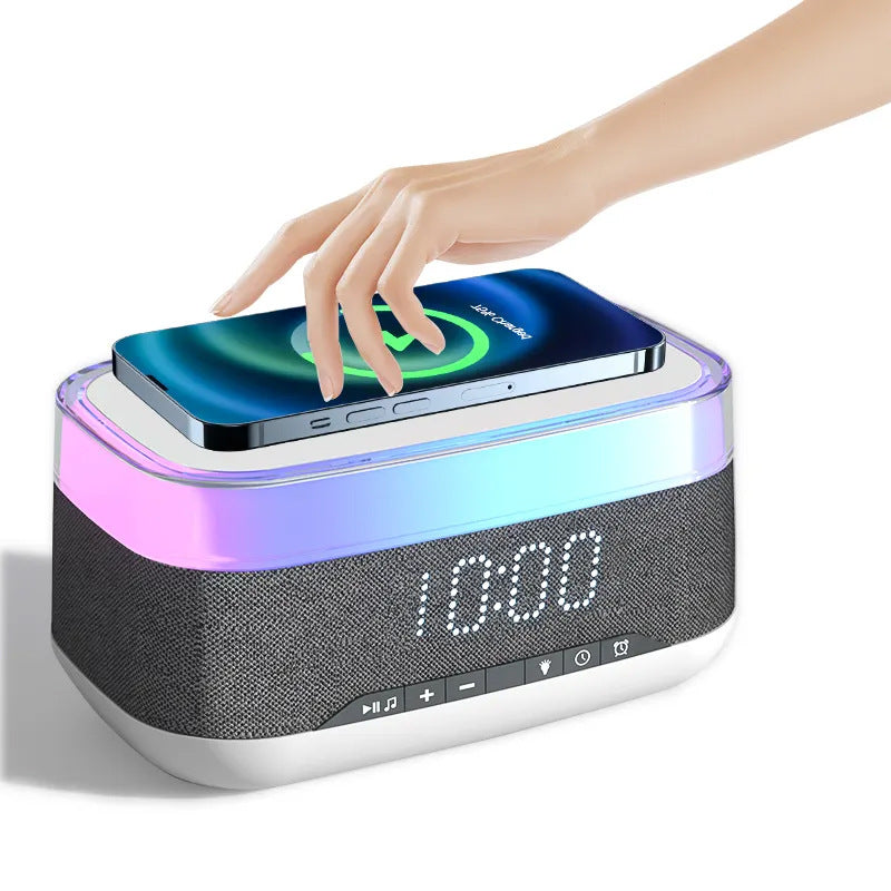 Alarm Clock Bluetooth Speaker Wireless Charger Night Light