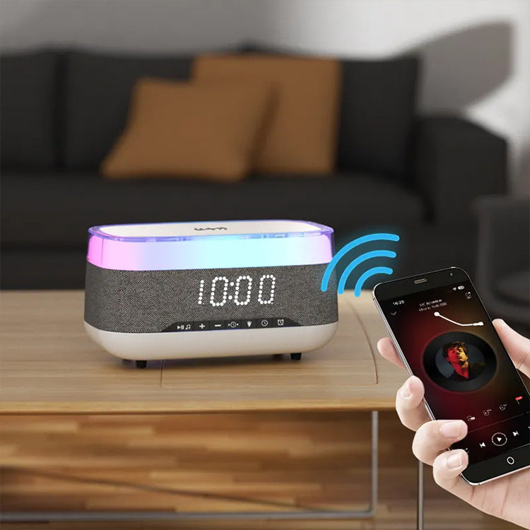Alarm Clock Bluetooth Speaker Wireless Charger Night Light