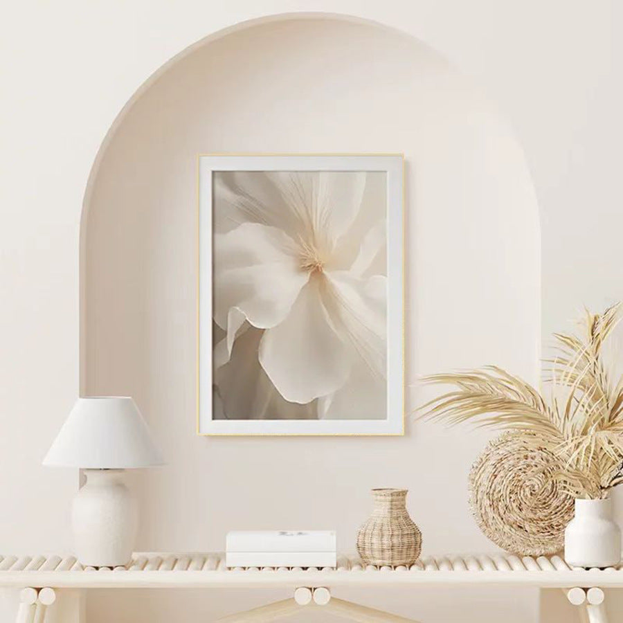 White Floral Vase Warm Canvas Painting