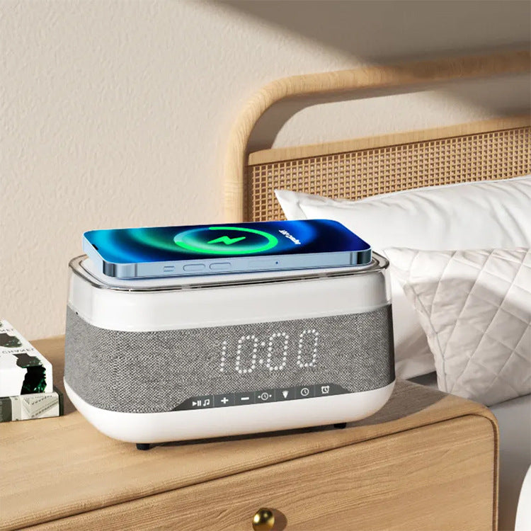 Alarm Clock Bluetooth Speaker Wireless Charger Night Light